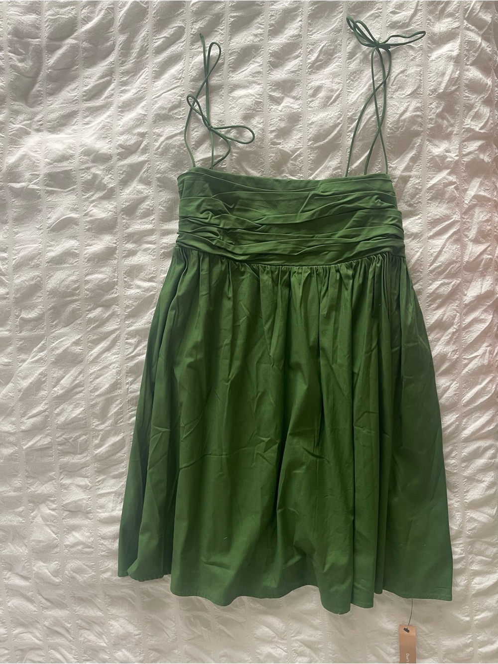 NWT Reformation Catarina Dress Palm Green Size 10 Ruched Mini Dress